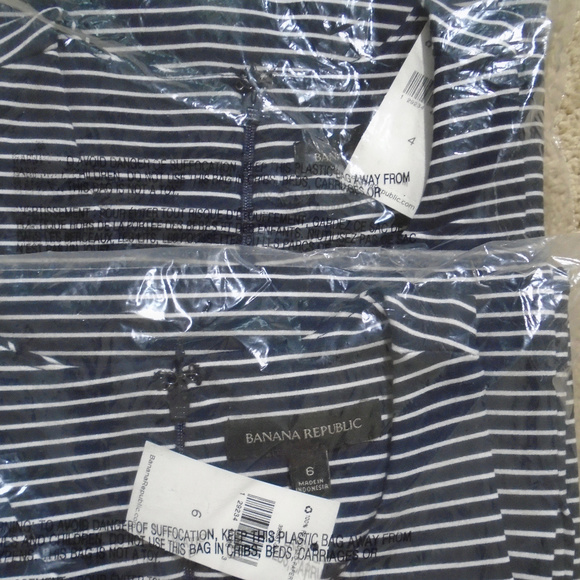 BANANA REPUBLIC Stripe Ponte Sheath Dress 6 NAVY - Picture 7 of 7